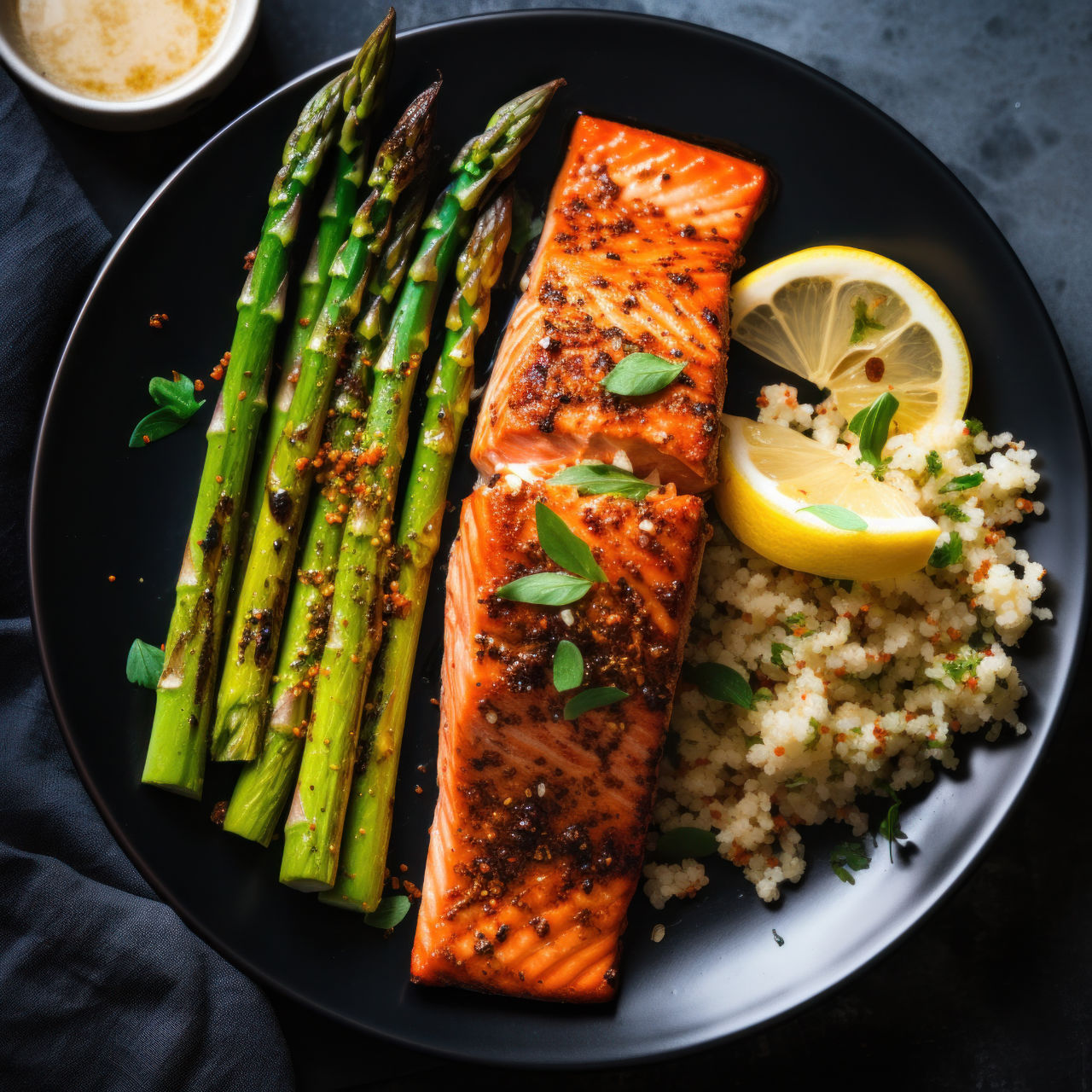 Grilled Salmon with Steamed Asparagus and Quinoa | Minded Roots